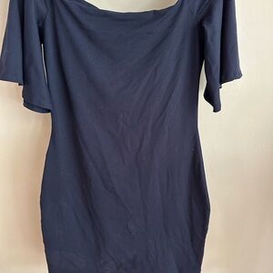 Susana Monaco Navy Blue off shoulder  Mini Dress